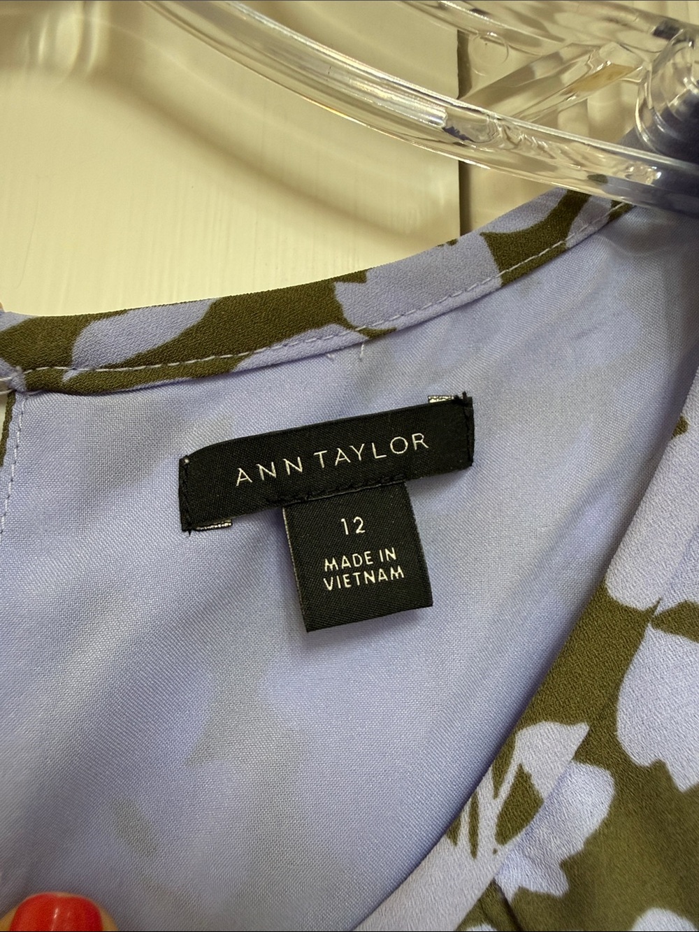 Ann Taylor Lilac and Gray Floral Tie-Waist Long Sleeve Dress - Picture 2 of 3